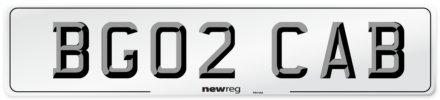 BG02 CAB Number Plate from New Reg